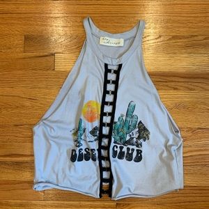 trendy tank top w rings down the middle